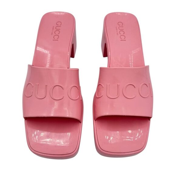 Gucci Pink Jelly Rubber Platform Slide Sandals Size 37 / 7 - Picture 3 of 10